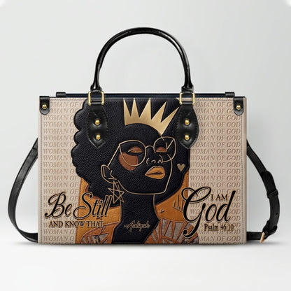 Personalized African American Woman of God Leather Handbag Custom Name Bible Verse Shoulder Bag | CHRISTIANARTBAG 02080726