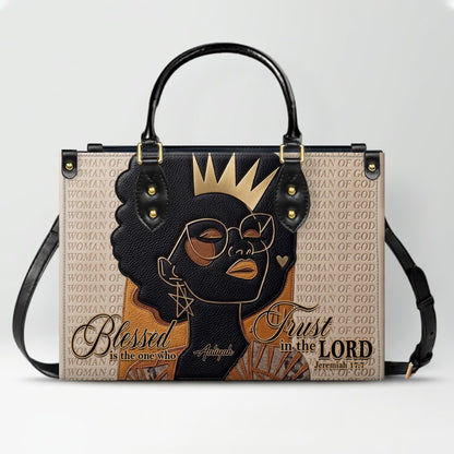 Personalized African American Woman of God Leather Handbag Custom Name Bible Verse Shoulder Bag | CHRISTIANARTBAG 02080726