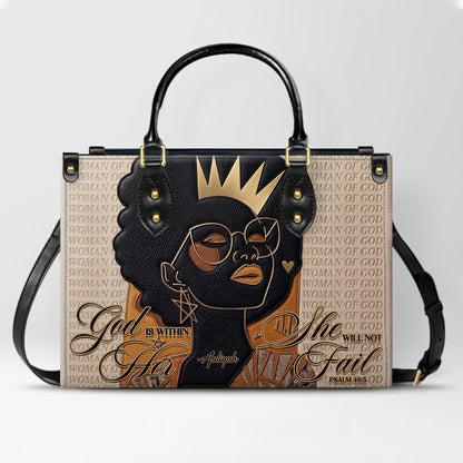 Personalized African American Woman of God Leather Handbag Custom Name Bible Verse Shoulder Bag | CHRISTIANARTBAG 02080726