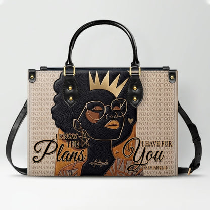 Personalized African American Woman of God Leather Handbag Custom Name Bible Verse Shoulder Bag | CHRISTIANARTBAG 02080726