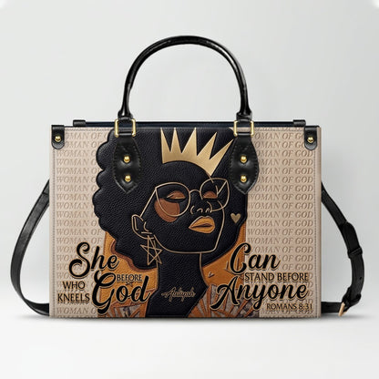 Personalized African American Woman of God Leather Handbag Custom Name Bible Verse Shoulder Bag | CHRISTIANARTBAG 02080726