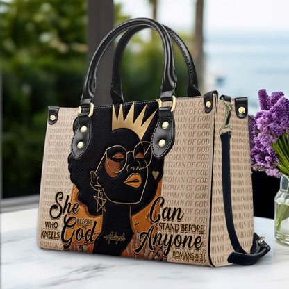 Personalized African American Woman of God Leather Handbag Custom Name Bible Verse Shoulder Bag | CHRISTIANARTBAG 02080726