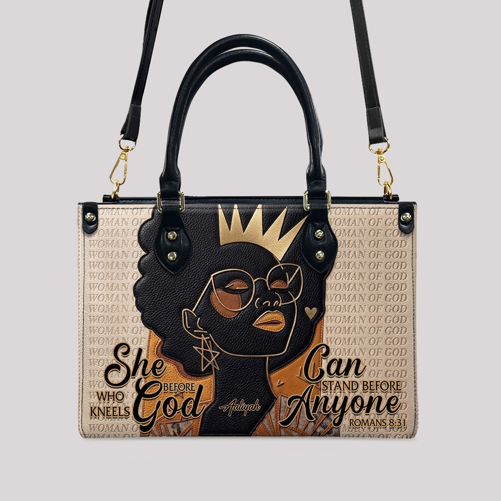 Personalized African American Woman of God Leather Handbag Custom Name Bible Verse Shoulder Bag | CHRISTIANARTBAG 02080726
