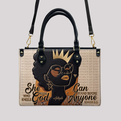 Personalized African American Woman of God Leather Handbag Custom Name Bible Verse Shoulder Bag | CHRISTIANARTBAG 02080726
