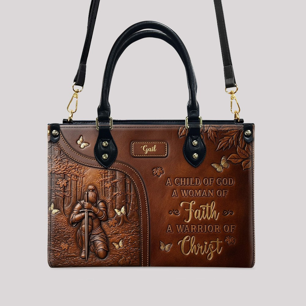 Woman of Faith Leather Handbag – Personalized Christian Warrior Design | CHRISTIANARTBAG 01071426