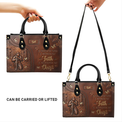 Woman of Faith Leather Handbag – Personalized Christian Warrior Design | CHRISTIANARTBAG 01071426