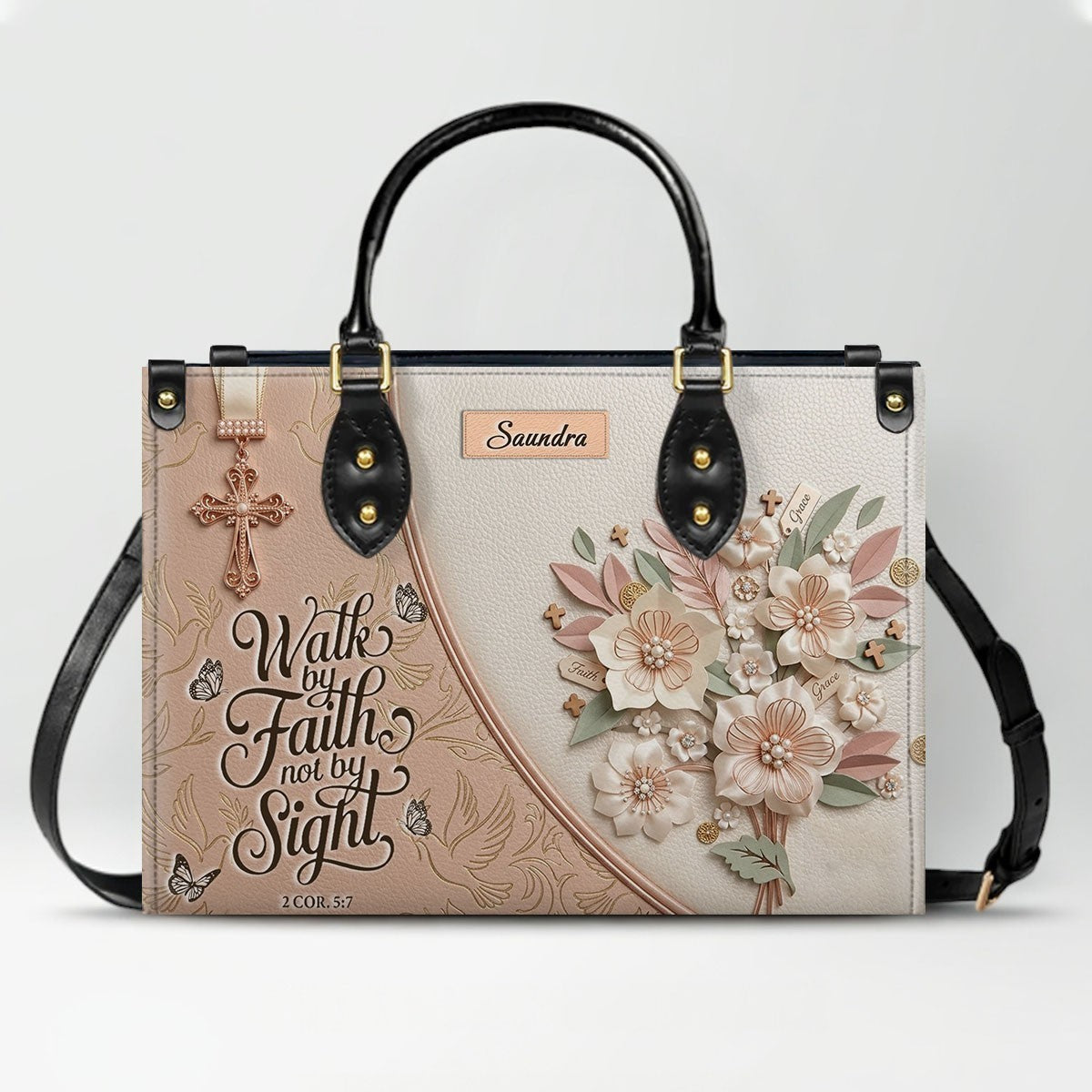 CHRISTIANARTBAG Personalized Leather Handbag and Wallet Set | Beige Custom Name Cross Purse & Long Wristlet Clutch CAB01061626