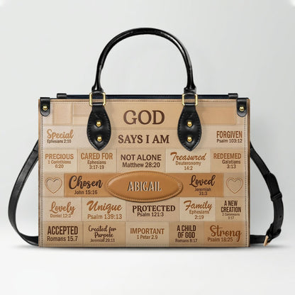 Christian Art Bag God Says I Am Personalized Handbag | Custom Scripture Leather Tote & Purse Set | Faith Based Religious Gifts for Her CAB01062626