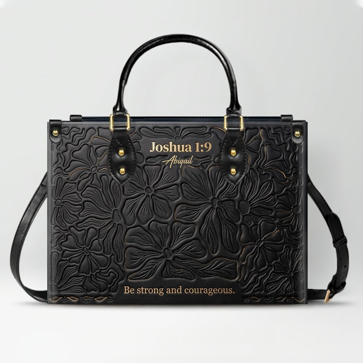 CHRISTIANARTBAG Personalized Leather Handbag - Custom Name & Bible Verse Floral Embossed Tote Bag for Women CAB01101726