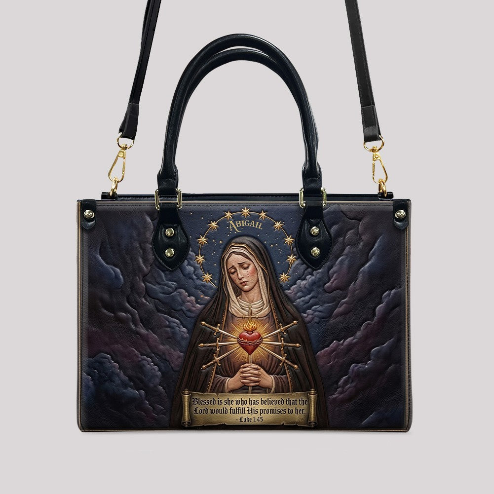CHRISTIANARTBAG Personalized Catholic Leather Handbag - Custom Name & Bible Verse Virgin Mary Tote Bag CAB01101526