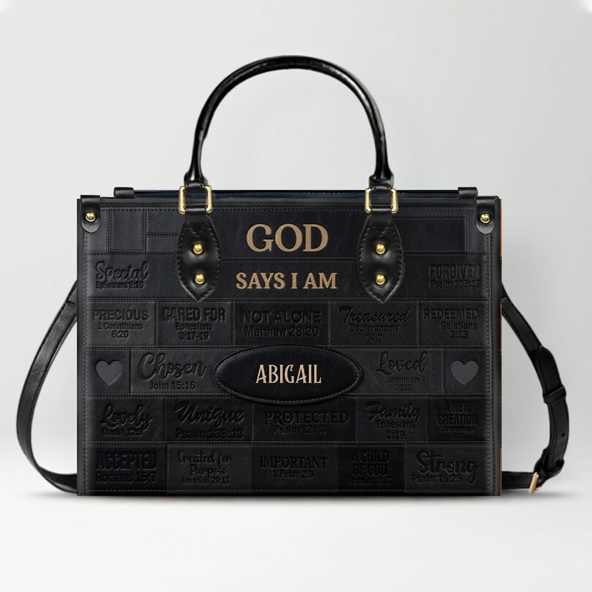 Christian Art Bag God Says I Am Personalized Handbag | Custom Scripture Leather Tote & Purse Set | Faith Based Religious Gifts for Her CAB01062226