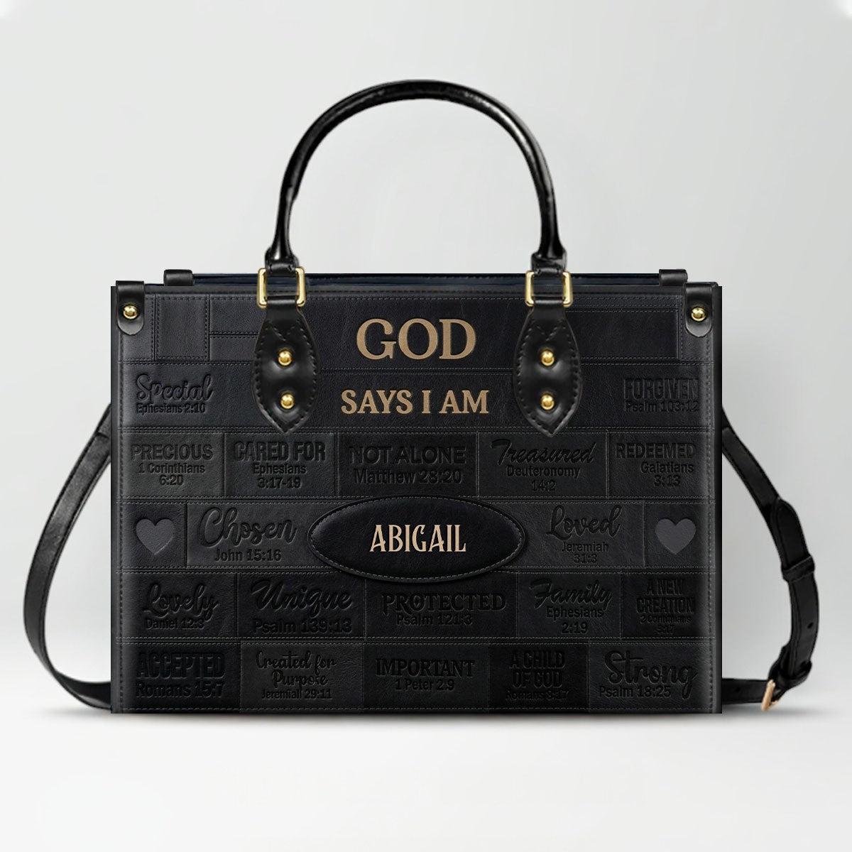 Christian Art Bag God Says I Am Personalized Handbag | Custom Scripture Leather Tote & Purse Set | Faith Based Religious Gifts for Her CAB01062626