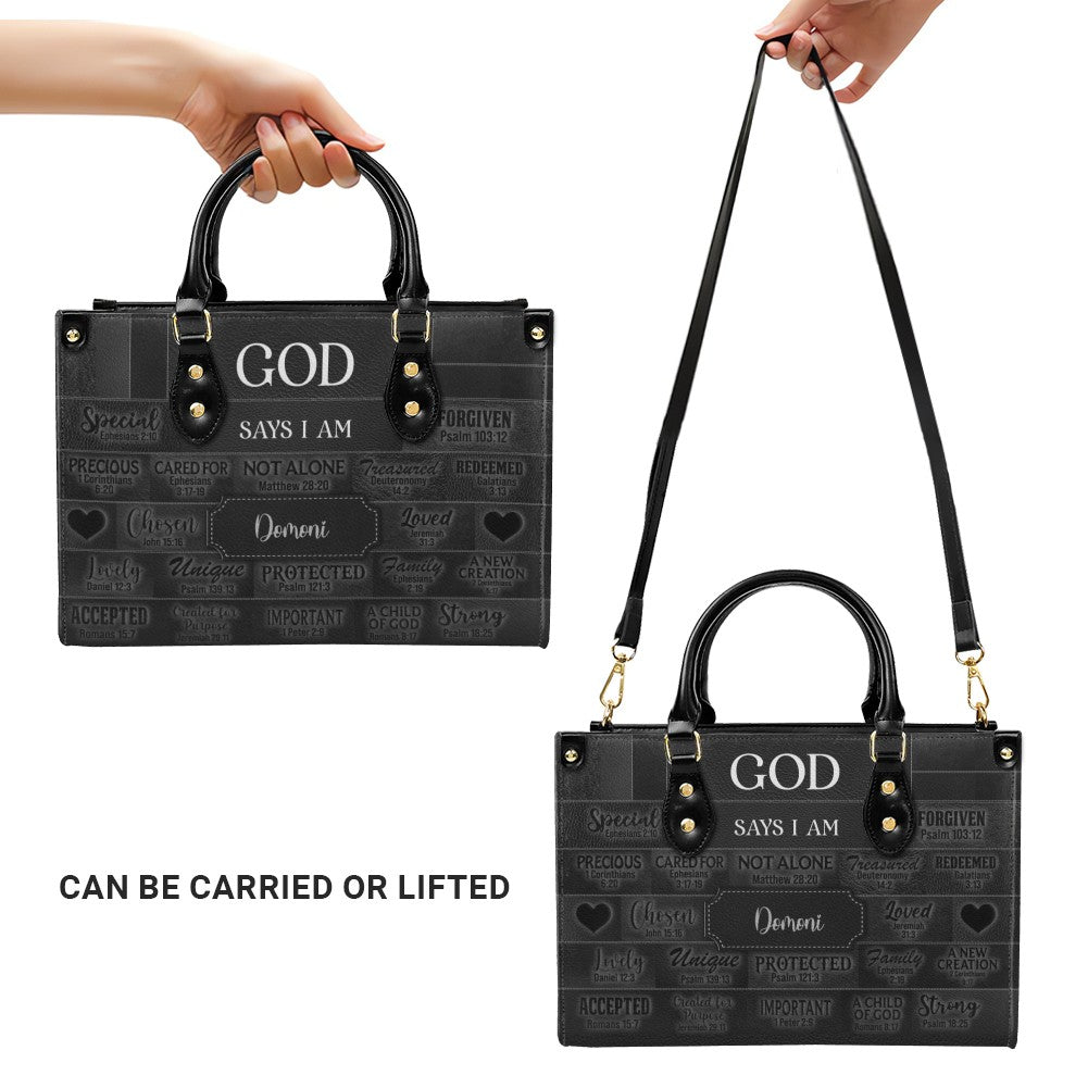 CHRISTIANARTBAG Personalized Faith Leather Tote - Custom Name Religious Leather Handbag - Christian Handbag.