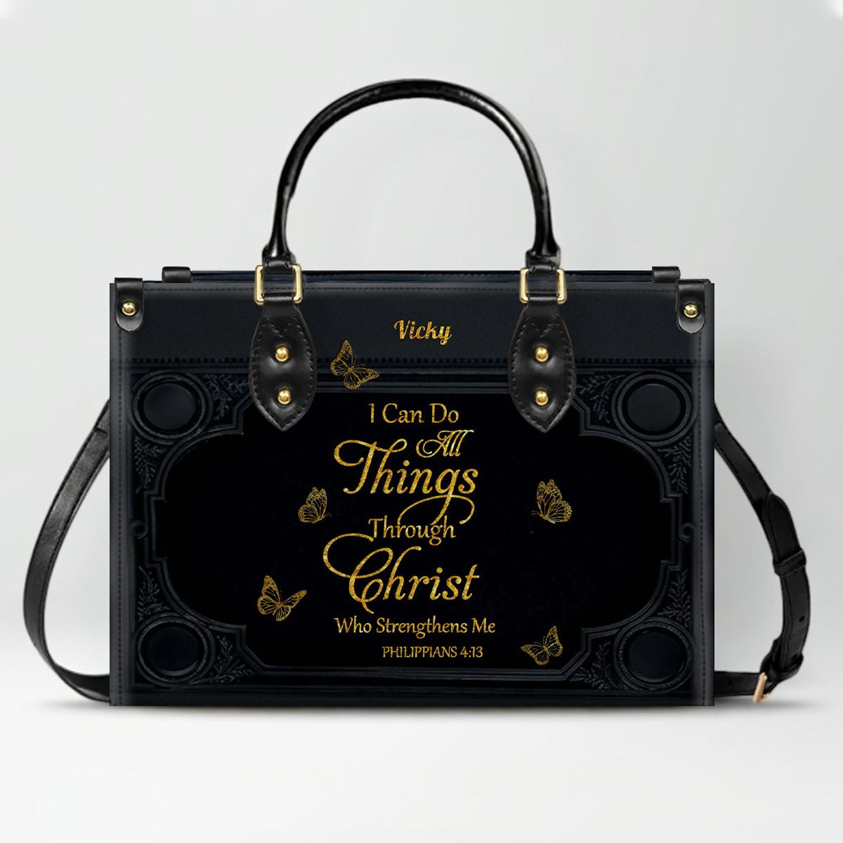 "I Can Do All Things" Inspirational Leather Bag & Wallet Set - Personalized Religious Gift - CHRISTIANARTBAG CAB0142326