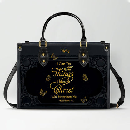 "I Can Do All Things" Inspirational Leather Bag & Wallet Set - Personalized Religious Gift - CHRISTIANARTBAG CAB0142326