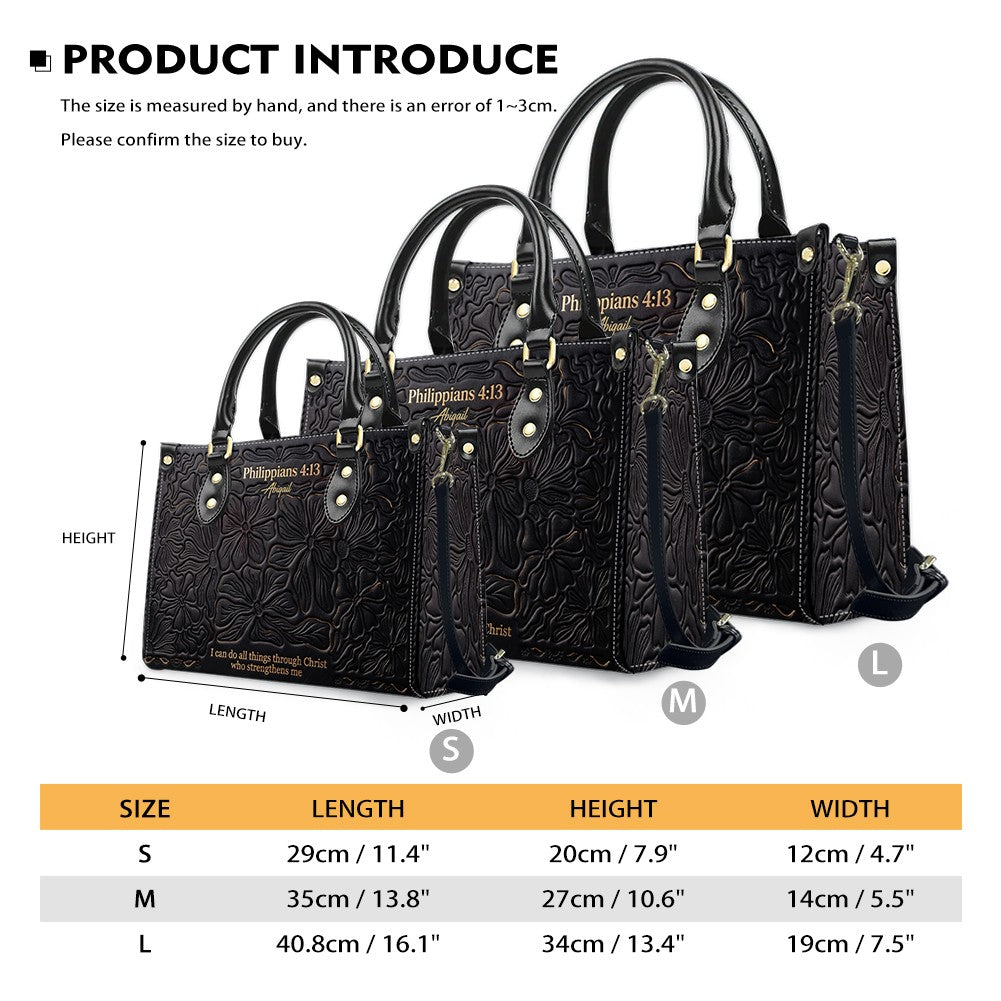 CHRISTIANARTBAG Personalized Leather Handbag - Custom Name & Bible Verse Floral Embossed Tote Bag for Women CAB01101726