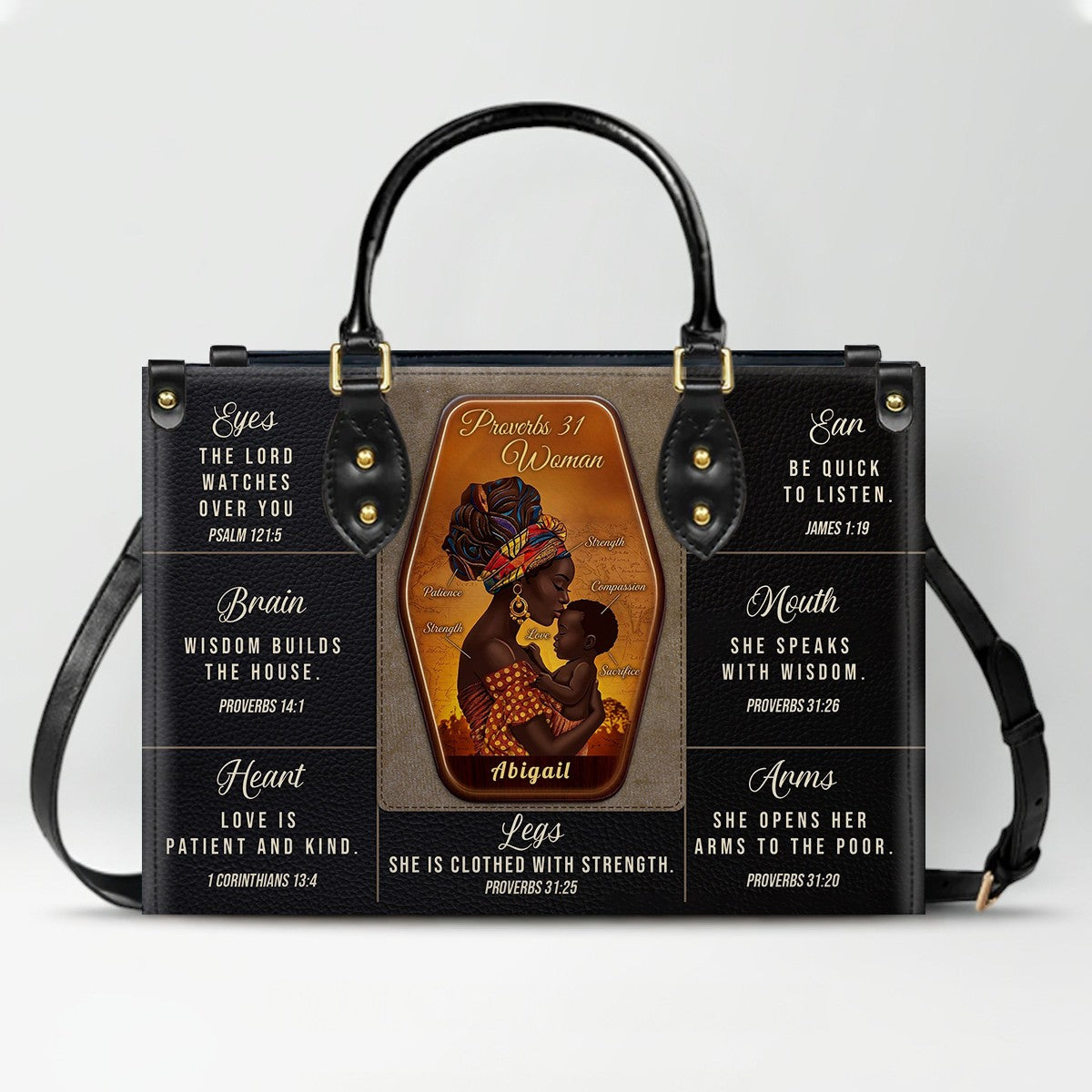 Personalized Proverbs 31 Woman Leather Handbag | ChristianArtBag Custom Faith-Based Purse