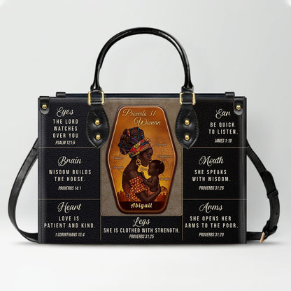 Personalized Proverbs 31 Woman Leather Handbag | ChristianArtBag Custom Faith-Based Purse