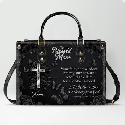 CHRISTIANARTBAG | Personalized Leather Handbag - Blessed Mother Edition - Custom Name & Faith Design CAB14626