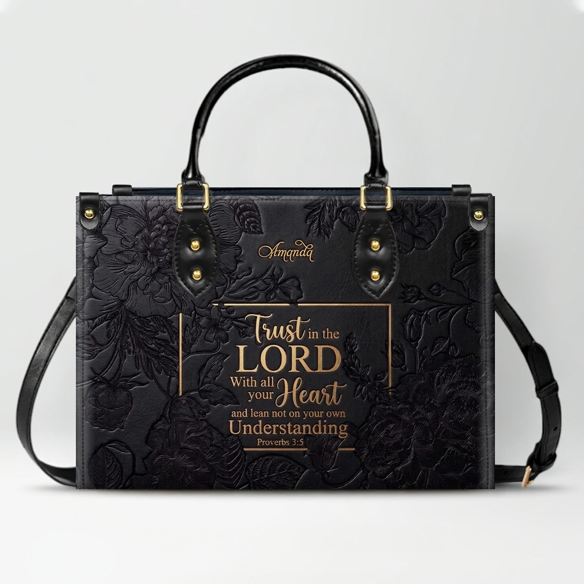 Personalized Bible Verse Leather Handbag - Custom Name Christian Tote Bag | CHRISTIANARTBAG 01080626
