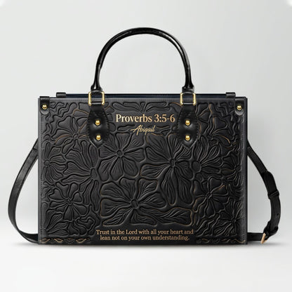 CHRISTIANARTBAG Personalized Leather Handbag - Custom Name & Bible Verse Floral Embossed Tote Bag for Women CAB01101726