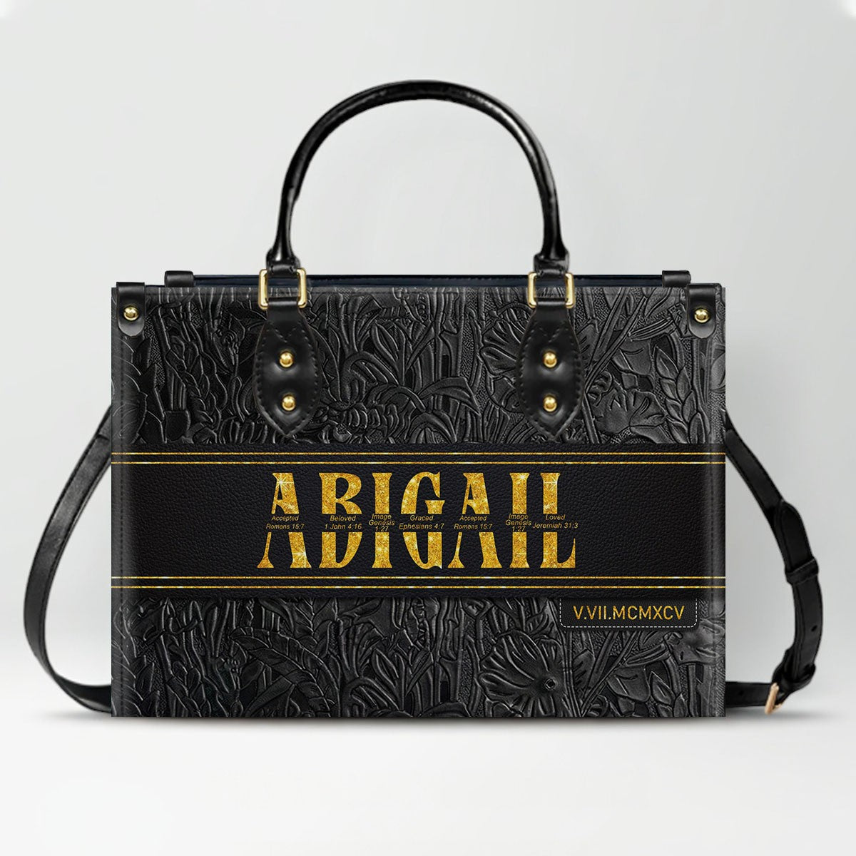 Personalized Leather Handbag & Wallet Set with Custom Name Bible Verses & Roman Numeral Date - CHRISTIANARTBAG CAB01030626