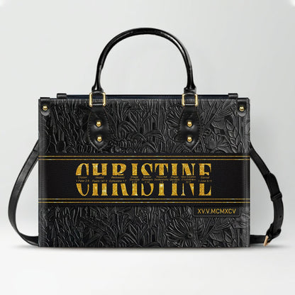 Personalized Leather Handbag & Wallet Set with Custom Name Bible Verses & Roman Numeral Date - CHRISTIANARTBAG CAB01030626