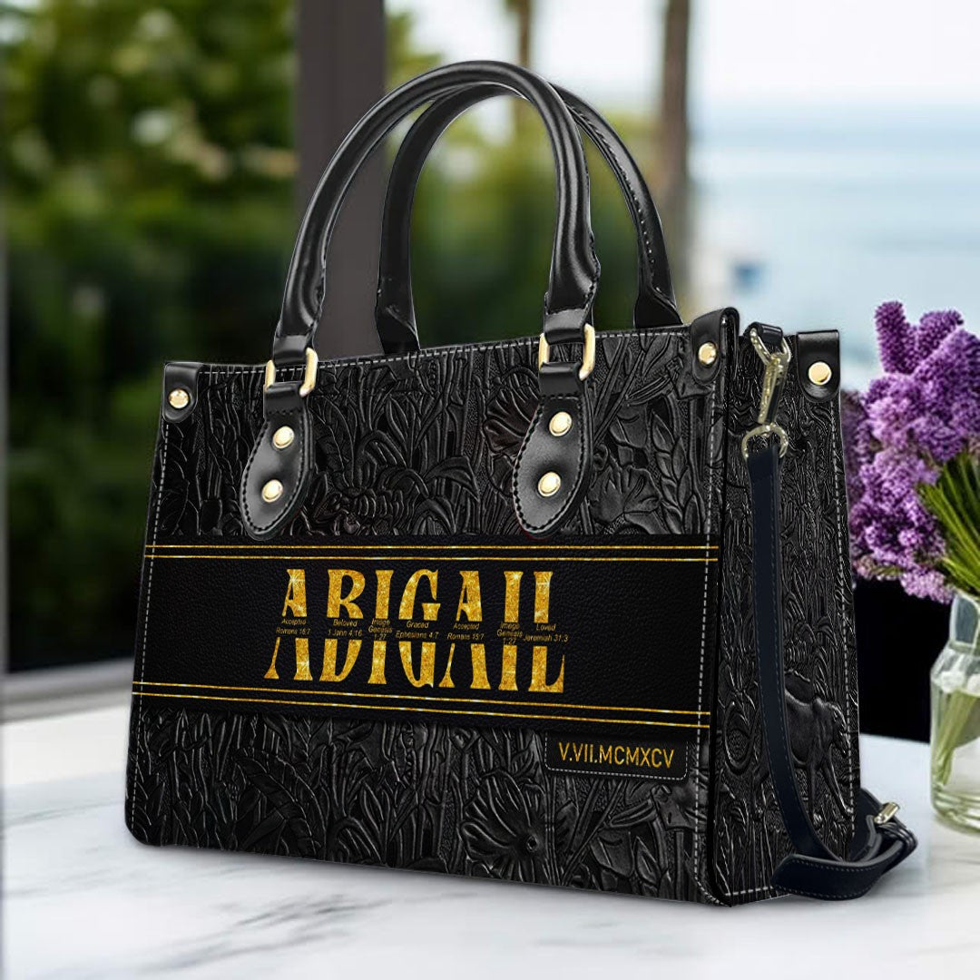 Personalized Leather Handbag & Wallet Set with Custom Name Bible Verses & Roman Numeral Date - CHRISTIANARTBAG CAB01030626