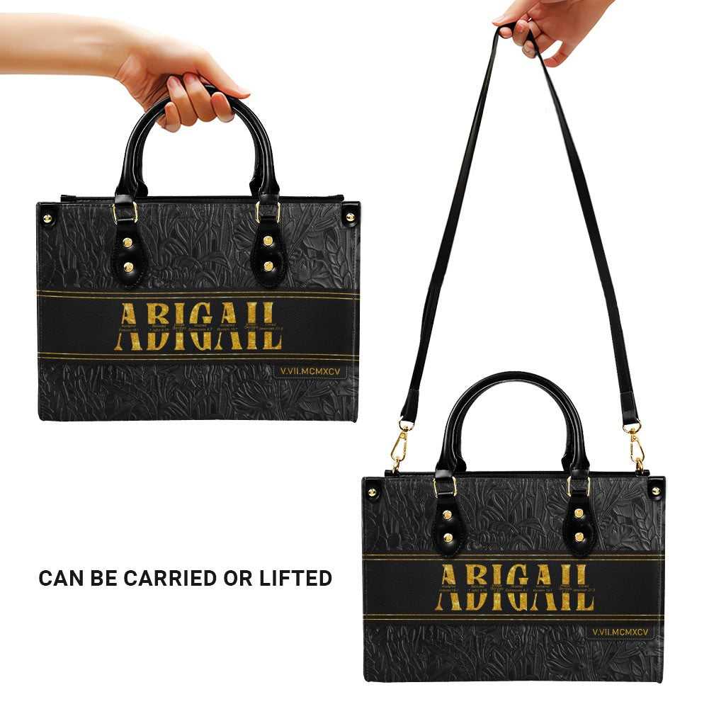 Personalized Leather Handbag & Wallet Set with Custom Name Bible Verses & Roman Numeral Date - CHRISTIANARTBAG CAB01030626