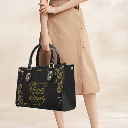 Personalized Christian Leather Handbag with Custom Name & Bible Verse | CHRISTIANARTBAG