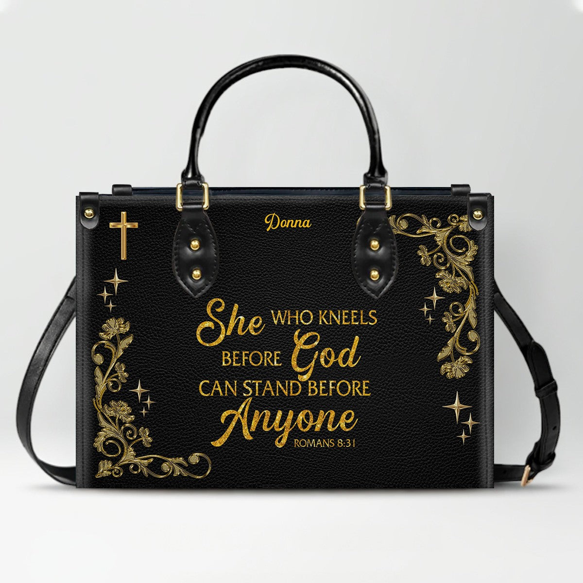 Personalized Christian Leather Handbag with Custom Name & Bible Verse | CHRISTIANARTBAG
