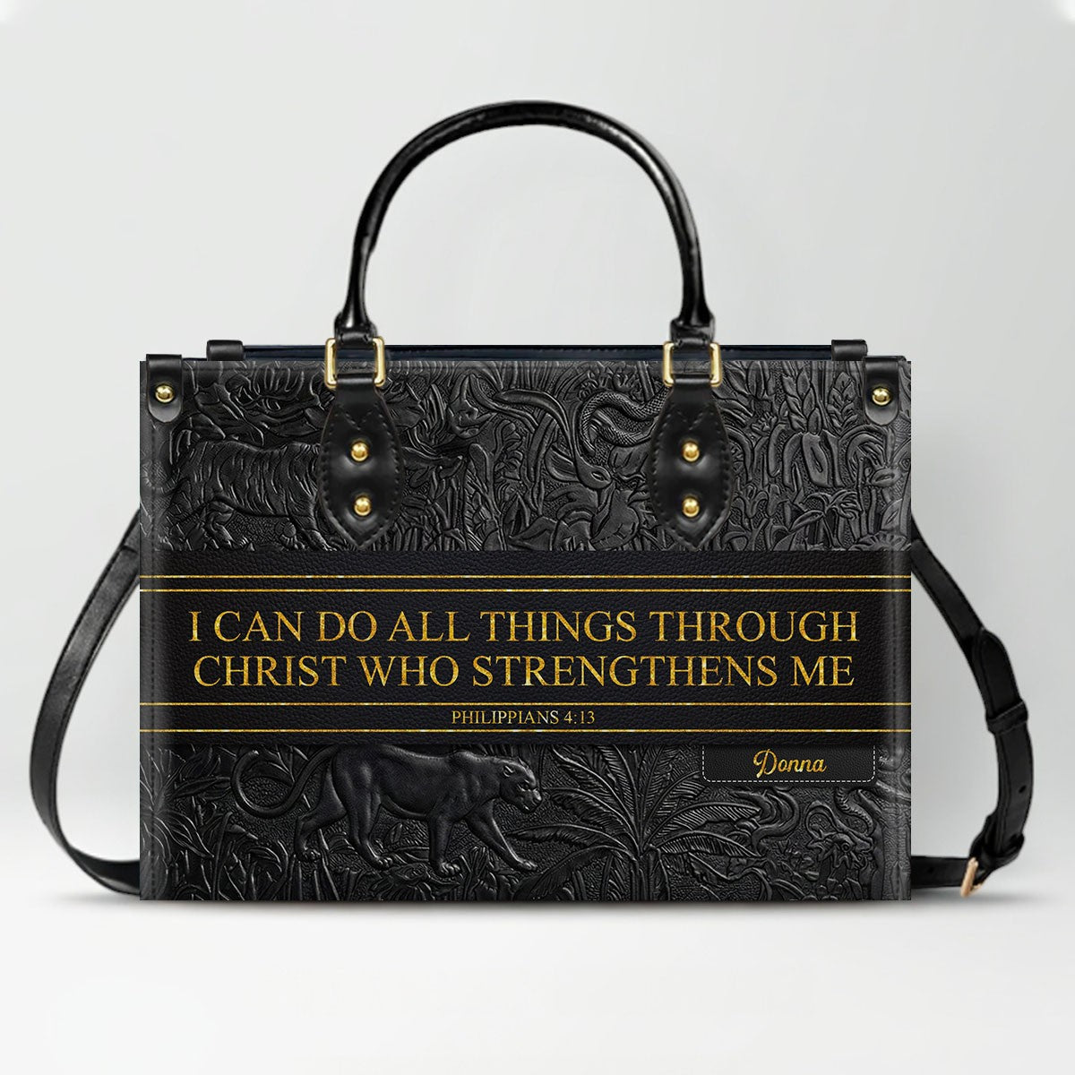 Personalized Christian Leather Handbag & Wallet Set | Custom Bible Verse Purse | CHRISTIANARTBAG CAB01030526