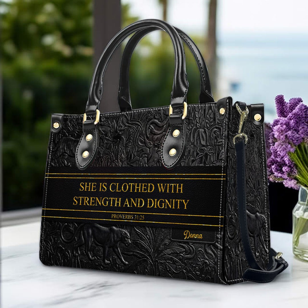 Personalized Christian Leather Handbag & Wallet Set | Custom Bible Verse Purse | CHRISTIANARTBAG CAB01030526