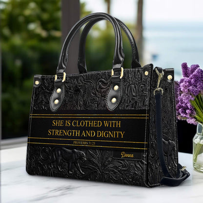 Personalized Christian Leather Handbag & Wallet Set | Custom Bible Verse Purse | CHRISTIANARTBAG CAB01030526
