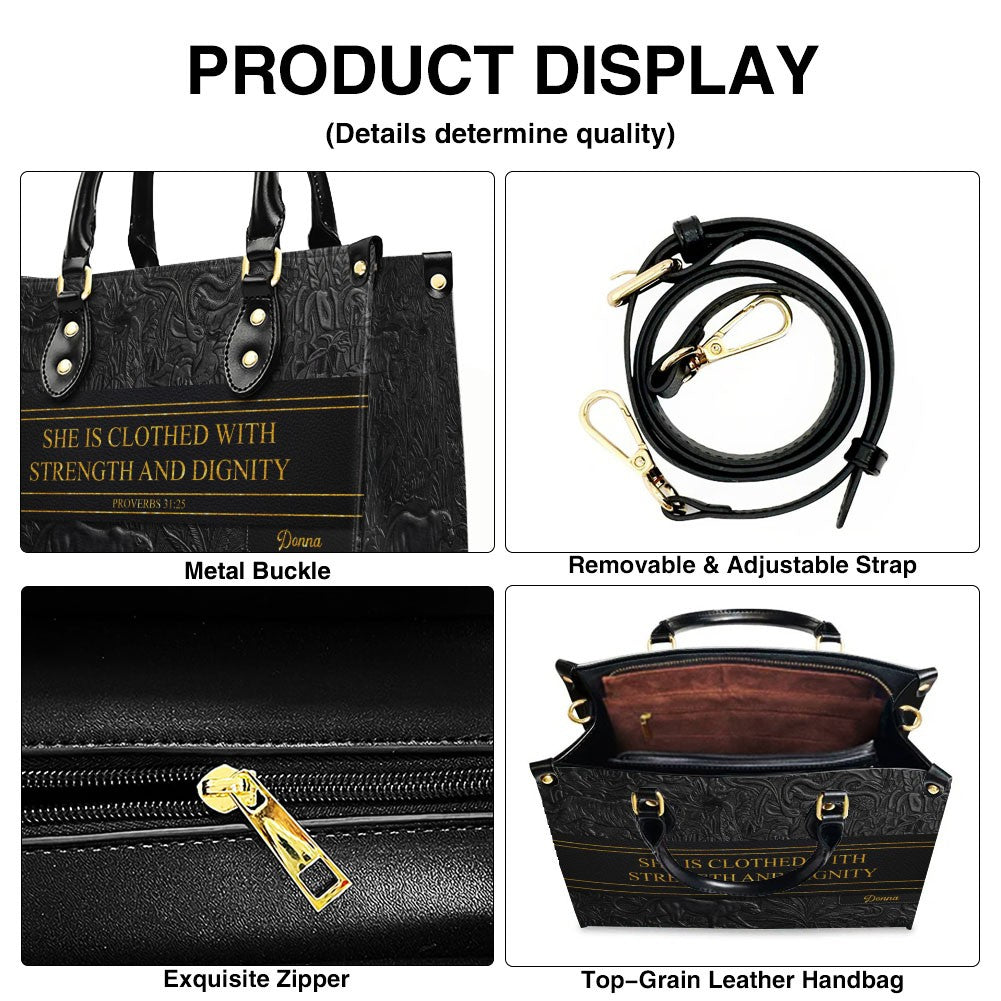 Luxury Embossed Leather Christian Tote Bag - Custom Name & Scripture Purse - Premium Faith Gift for Women CAB0132426