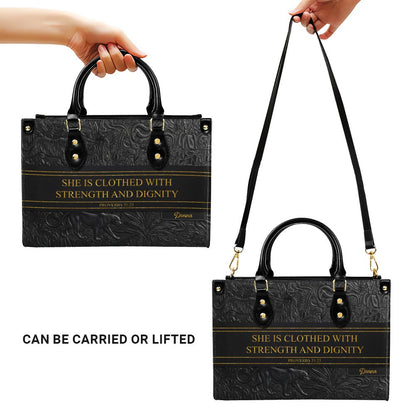 Luxury Embossed Leather Christian Tote Bag - Custom Name & Scripture Purse - Premium Faith Gift for Women CAB0132426