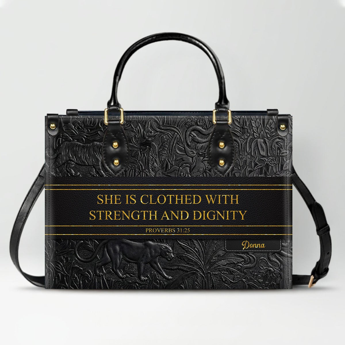 Personalized Christian Leather Handbag & Wallet Set | Custom Bible Verse Purse | CHRISTIANARTBAG CAB01030526