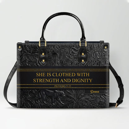 Personalized Christian Leather Handbag & Wallet Set | Custom Bible Verse Purse | CHRISTIANARTBAG CAB01030526