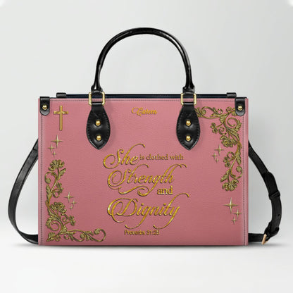 Personalized Christian Leather Handbag with Custom Name & Bible Verse | CHRISTIANARTBAG