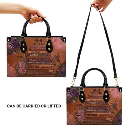 Personalized Leather Handbag | God Says I Am Bible Verse Custom Purse | Christian Gifts for Women | CAB0171026