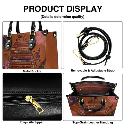 Personalized Leather Handbag | God Says I Am Bible Verse Custom Purse | Christian Gifts for Women | CAB0171026