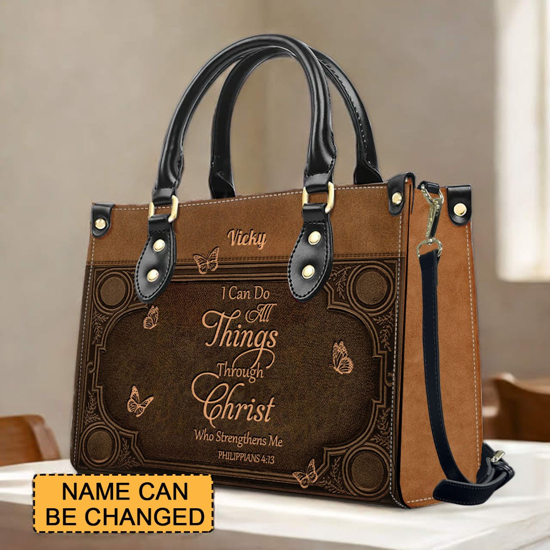 "I Can Do All Things" Inspirational Leather Bag & Wallet Set - Personalized Religious Gift - CHRISTIANARTBAG CAB0142326