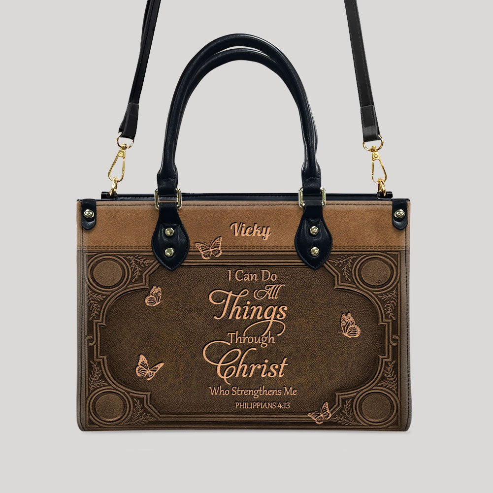 "I Can Do All Things" Inspirational Leather Bag & Wallet Set - Personalized Religious Gift - CHRISTIANARTBAG CAB0142326