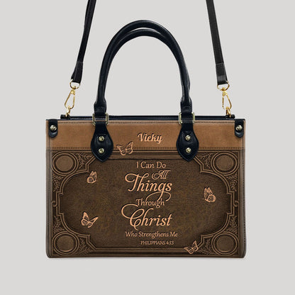 "I Can Do All Things" Inspirational Leather Bag & Wallet Set - Personalized Religious Gift - CHRISTIANARTBAG CAB0142326