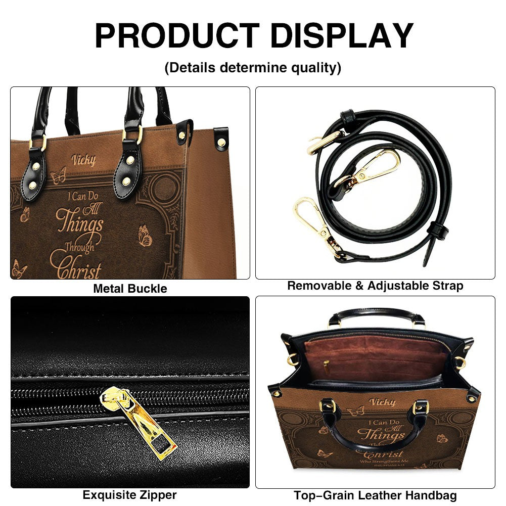 "I Can Do All Things" Inspirational Leather Bag & Wallet Set - Personalized Religious Gift - CHRISTIANARTBAG CAB0142326