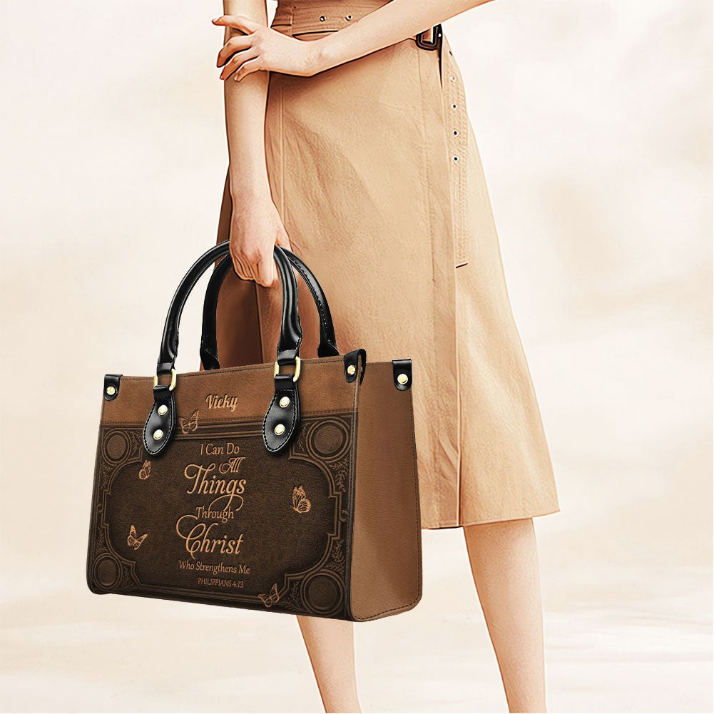 "I Can Do All Things" Inspirational Leather Bag & Wallet Set - Personalized Religious Gift - CHRISTIANARTBAG CAB0142326