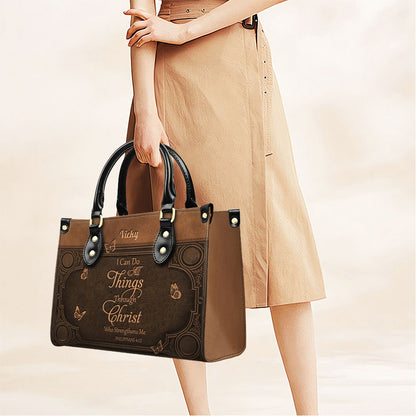 "I Can Do All Things" Inspirational Leather Bag & Wallet Set - Personalized Religious Gift - CHRISTIANARTBAG CAB0142326