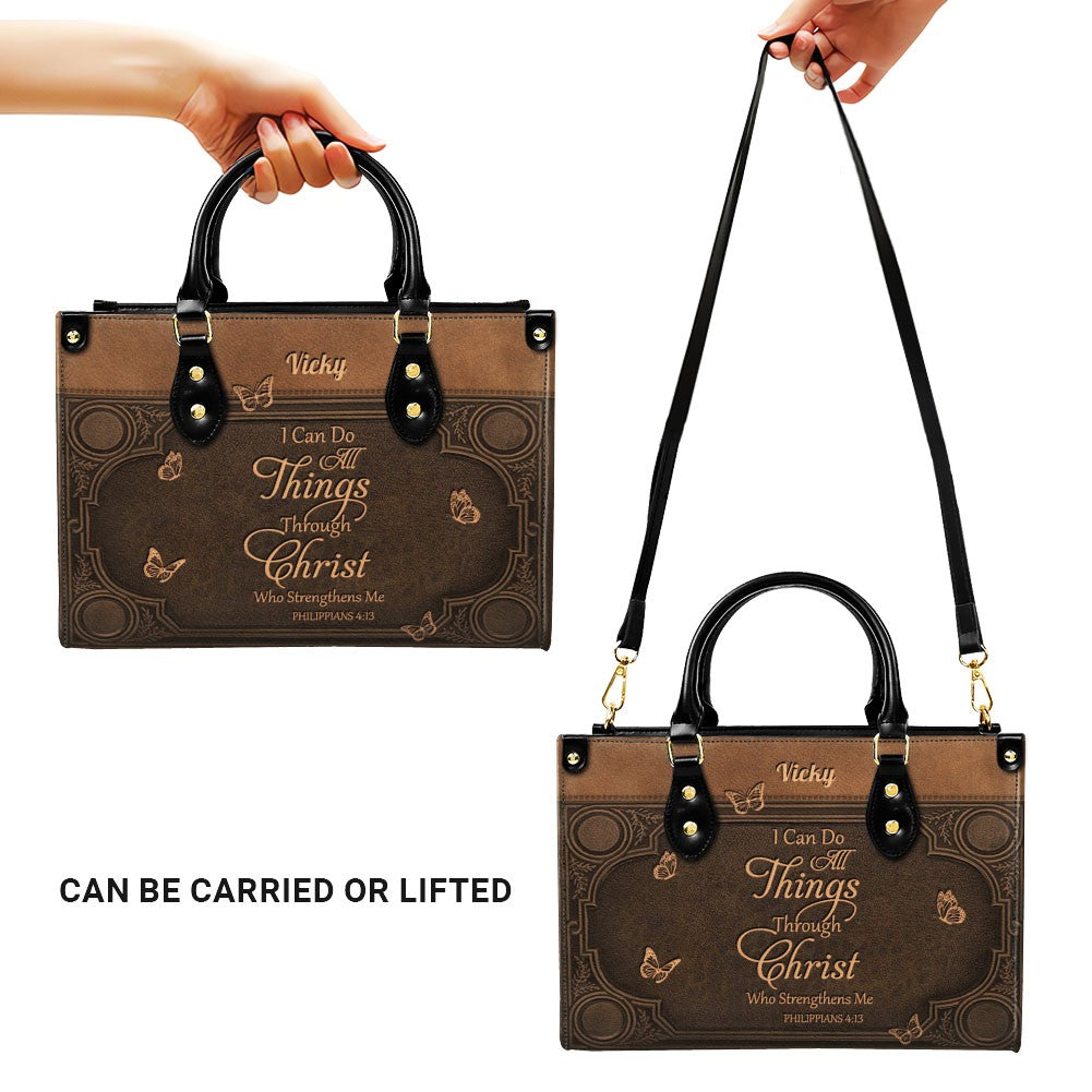 "I Can Do All Things" Inspirational Leather Bag & Wallet Set - Personalized Religious Gift - CHRISTIANARTBAG CAB0142326