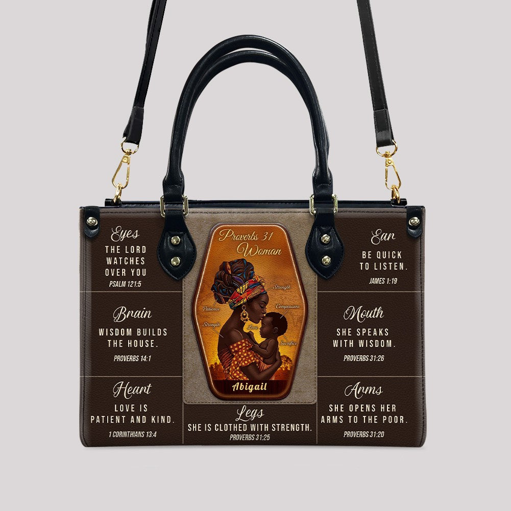 Personalized Proverbs 31 Woman Leather Handbag | ChristianArtBag Custom Faith-Based Purse
