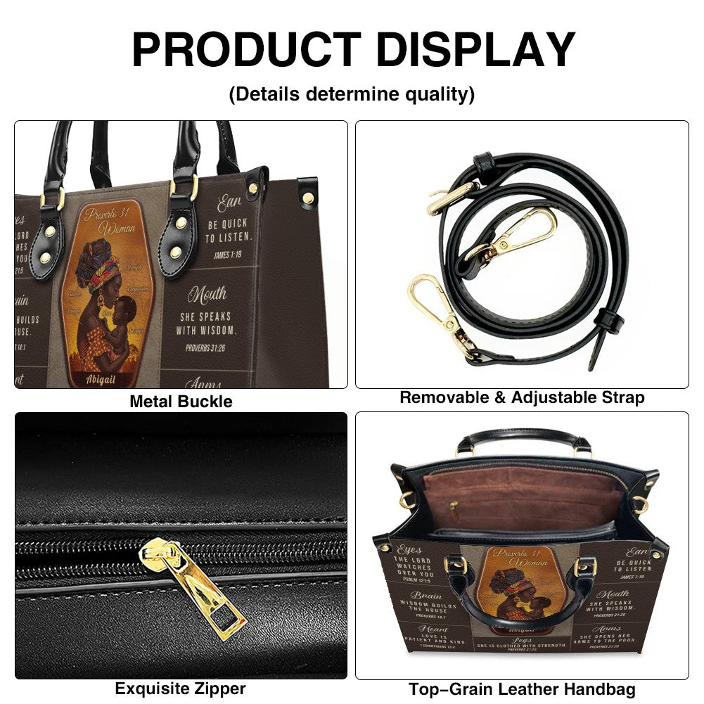 Personalized Proverbs 31 Woman Leather Handbag | ChristianArtBag Custom Faith-Based Purse